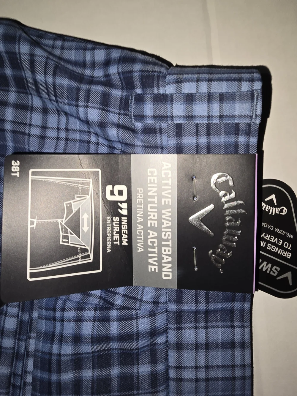 Callaway Men's Blue Plaid Golf Shorts - Active Waistband NWT Size 38T